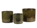 BRICK PLANTER, TROPIC GREEN, SET OF 3, 15"X13.5", 12"X11.5", 10"X9"