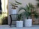 CROCK JAR PLANTER, FEATHER, SET OF 3- 15"X13.5", 12"X12", 10"X9"