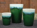 VASO PLANTER, PEARL ON FOREST GREEN, 17.5"X24.0", 14.0"X18.0", 11.0"X13.5"