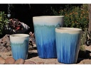 VASO PLANTER, PEARL ON SEA FOAM BLUE, SET OF 3- 17.5"X24.0", 14.0"X18.0", 11.0"X13.5"