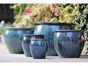 FISHBOWL GARDEN PLANTER, DEEP BLUE SEA, SET OF 5- 25.5"X19.5", 19.5"X15.5", 15.5"X14", 12"X11.5", 8.5"X9.5"