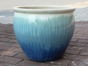 FISHBOWL GARDEN PLANTER, PEARL ON SEA FOAM BLUE, SET OF 4- 19.5"X15.5", 15.5"X14", 12"X11.5", 8.5"X9.5"