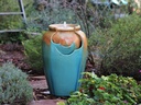 TEA GARDEN FOUNTAIN, SELF CONTAINED, GOLD ON TURQUOISE, SIZE D, 15.0"x23.0" (PUMP INCLUDED)