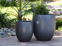 TALL MILANO PLANTER, MATTE BLACK, SET OF 2 - 17.0" X 18.5" 12.5" X 14.0"