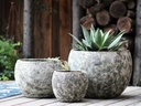 LOW MILANO PLANTER, CORAL GREY, SET OF 3-21.5" X 15.5", 16.0" X 12.0", 12.0" X 10.0"