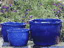 LOW CANA GARDEN PLANTER, FALLING BLUE, SET OF 3-21"X13.5", 17"X12", 13"X9"