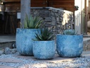 TUSCANO PLANTER, AEGEAN BLUE, SET OF 3- 22.0"X18.5", 17.5"X15.0", 13.5"X11.5"
