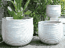 TUSCANO PLANTER, WHITE SATIN, SET OF 3- 22.0"X18.5", 17.5"X15.0", 13.5"X11.5"