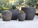 COCO POTS, CORAL RUST, SET OF 4- 23"X20", 19"X17", 15'X13", 12"X11"