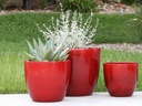 COCO POTS, LAVISH RED, SET OF 3-19"X17", 15'X13", 12"X11"