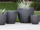 COCO POTS, MATTE BLACK, SET OF 4- 23"X20", 19"X17", 15"X13", 12"X11"