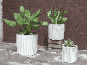 BRULEE PLANTER, WHITE SATIN, SET OF 3- 15.0" X 14.0", 12.0" X 11.5", 9.5" X 8.5"