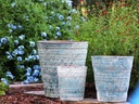 RIPPLE PLANTER, AEGEAN BLUE, SET OF 3-18.0"X 19.0", 14.0" X 15.0", 10.0" X 11.0".