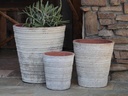 RIPPLE PLANTER, AEGEAN WHITE, SET OF 3- 18.0"X 19.0", 14.0" X 15.0", 10.0" X 11.0".