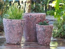 EXTRA LARGE BUCKET PLANTER, CORAL RED REEF, SET OF 3- 22.0"X23.0", 17.5"X19.5", 13.5"X15.5"