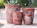 TALL GARDEN POT, CORAL RED REEF, SET OF 4-23.5" X27", 19.5"X21.5", 15.5"X17.0", 11.5"X13.5"