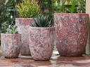 TALL MILANO CONE PLANTERS, CORAL REEF RED, SET OF 4- 21.5"X27.0", 17"X23", 13"X18", 11"X14