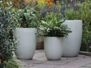 TALL MILANO CONE PLANTERS, WHITE SATIN, SET OF 3-17"X23", 13"X18", 11"X14"