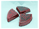 POT FEET, LAVISH RED,  SET OF 3- 4"X1", SOLD IN BUNDLE OF 5