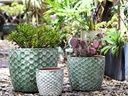 EGG HEXAGON HANDTHROWN, AEGEAN GREEN, SET OF 3- 15"X12.5", 11"X9.5", 7.5"X7"