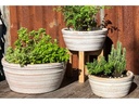 ENGLISH TUMBLED POTS LOW, COTTAGE WHITE, SET OF 3- 15.0" X 7.0", 13.0" X 6.0", 10.0" X 4.5"
