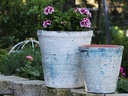 ENGLISH TUMBLED POTS MEDIUM, AEGEAN BLUE, SET OF 2 - 15.0" X 14.0", 11.0" X 11.0"