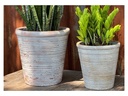 ENGLISH TUMBLED POTS MEDIUM, COTTAGE WHITE, SET OF 2 - 15.0" X 14.0", 11.0" X 11.0"