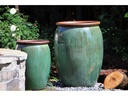 ROLL RIM URN PLANTER , GREEN STREAM, SET OF 2 - 23.5"X30.5", 16"X22.5"