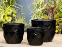 DIAMOND PLANTER, BLACK, SET OF 3 - 17.5" X 15.0", 14.5" X 13.0", 11.5" X 10.0"