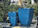 ROUND SQUARE POTS, FALLING AQUA, SET OF 3 - 16.5”X22.5”, 12.0”X17.0”, 8.0”X11.0”