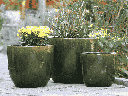 EGG SHELL POTS, FERN GREEN, SET OF 3 - 17.0" X 15.0", 14.0" X 12.5", 11.5" X 12.0"