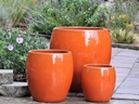JAM'S PLANTER, ORANGE, SET OF 3- 20.0" X 22.5", 15.5" X 16.5", 11.0" X 12.0"