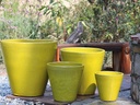 TAPERED CYLINDRICAL PLANTER,  CANARY YELLOW, SET OF 4 - 19.0" X 19.0", 15.5" X 15.5", 11.5" X 11.5", 9.0" X 9.0"
