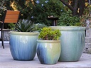 SMALL DECOR PLANTER, CRYSTAL BLUE, SET OF 3, 19.0" X 19.0", 15.5" X 15.0", 12.0" X 12.0"