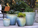 LARGE NO DECOR PLANTER, CRYSTAL BLUE, SET OF 4 - 24.0" X 22.0", 19.0" X 19.0", 15.5" X 15.0", 12.0" X 12.0"