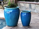 URN SMOOTH FINISHED, FALLING AQUA, SET OF 2 - 22.5" X 27.5", 14.0" X 22.0"