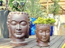 MEDIUM BUDDHA HEAD PLANTER, EARTHENWARE, SIZE B, 13.0"X17.5"