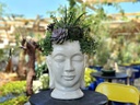 MEDIUM BUDDHA HEAD PLANTER, WHITE NO SPECKLE, SIZE B, 13.0"X17.5"