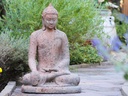 MEDITATION BUDDHA, 22.0"X19.5"X31.5", STONE BROWN
