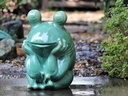 LARGE THINKING FROG, GREEN STREAM 13.0" X 17.0" X 19.0"