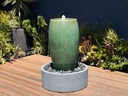 DRUM SHAPE FOUNTAIN, GREEN STREAM, 20"X35"  (BASE/PUMP SOLD SEPERATELY)