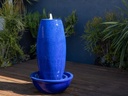 DRUM SHAPE POT, FOUNTAIN, FALLING BLUE, SIZE B, 13.5"X29.5" (BASE/PUMP SOLD SEPERATELY)