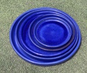 ROUND SAUCER, FALLING BLUE, OD 23", ID 19"