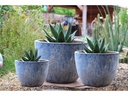 RIMLESS PARCO PLANTER, AEGEAN SEA, SET OF 3 - 18.5" X 15.5", 15.0" X 13.5", 11.5" X 10.5"
