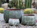 PUMPKIN PLANTER, VERDIGRIS, SET OF 3- 16.5"X14.0", 12.5"X10.5", 8.5"X6.5"