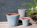 TUSCAN VILLAGE HAND THROWN PLANTER, EARTH WHITE, SET OF 3 - 12.5" X 10.5", 10.5" X 8.5", 8.0" X 6.5"