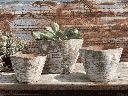 TUSCAN VILLAGE HAND THROWN ENGLISH TUMBLED POTS, ATLANTIS SKY, SET OF 3 - 14.0" X 11.0", 11.0" X 9.5", 9.0" X 7.5"