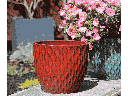 WILD BERRY PLANTER, TROPICAL RED, SET OF 3 - 14.0" X 13.5", 11.5" X 10.0", 8.5" X 7.5"
