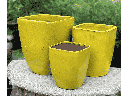 LAGUNA SQUARE PLANTER, ATOMIC YELLOW, SET OF 3- 11.0"x13.0", 9.0"x11.0" , 6.5"x8.0"