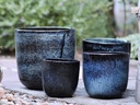 GOOD EARTH BUCKET PLANTER, ICE BLUE, SET OF 4 -14.5"x14.5", 12.0"x12.0", 11.0"x11.0", 8.5"x8.5"